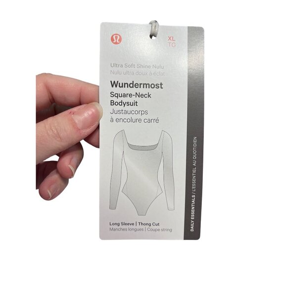 Lululemon Nulu Shine Long-Sleeve Square-Neck Bodysuit Bone Luxe Ultra-Soft XL - Picture 4 of 5